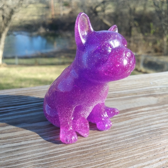 💜SOLD💜Frenchie Bulldog Epoxy Resin Art Purple - Picture 4 of 11